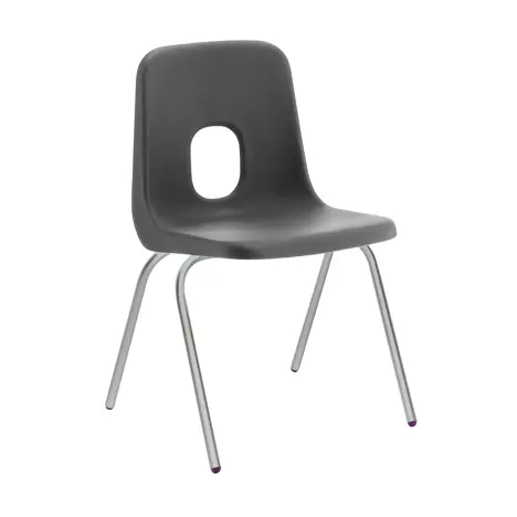 E Series Polypropylene Classroom Chair - 4 Silver Legs - Size EB - Charcoal